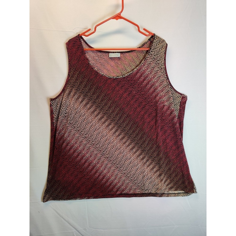 Catherines Sleeveless Slinky Knit Tank Top Women's Plus Size 3x Geometric